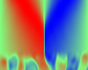 Burgers space-time heatmaps for the quality-first $32$-mode run. Left to right: reference trajectory, truncated OSNR spectral rollout, OSNR plus exact liquid coefficient residual, and SIREN PINN. — panel 4: ../apps_industrial_breakthrough/burgers_liquid_pinn_outputs_modes32/burgers_pinn.png