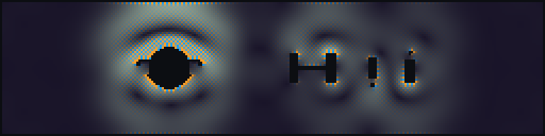 Full exported speed-vorticity rendering sequence from the OSNR multi-obstacle CFD cinema run. Dark regions are hard-clamped obstacle and wall coefficients; color encodes velocity magnitude modulated by signed vorticity. — panel 13: figures/frame_060.png