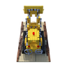 Silhouette-constrained spline-volume inverse reconstruction on NeRF Synthetic held-out views. The alpha reconstructions show that the occupancy inverse problem localizes the object support accurately (Lego IoU $0.944604$, Chair IoU $0.937829$), while the RGB images expose the remaining surface-radiance and visibility bottleneck. — panel 1: ../apps_industrial_breakthrough/nerf_synthetic_silhouette_volume_lego_g64_i500/test_frame0_target.png